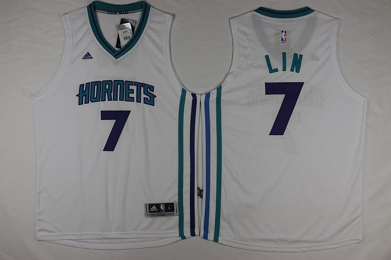 Men Charlotte Hornets #7 Lin White Throwback Stitched NBA Jersey->charlotte hornets->NBA Jersey